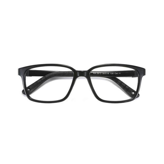Brix black rectangular eyeglasses with clear lenses and full-rim frame