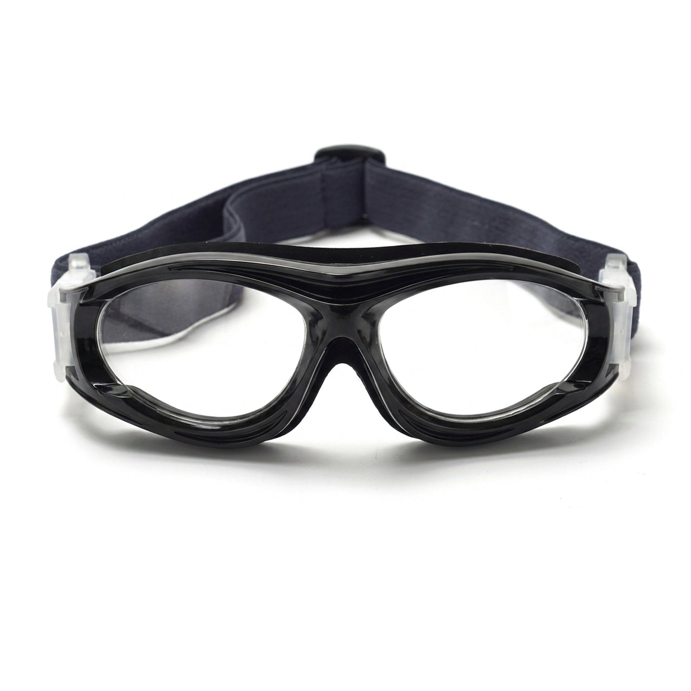 Soren safety goggles with black frame and clear protective lenses