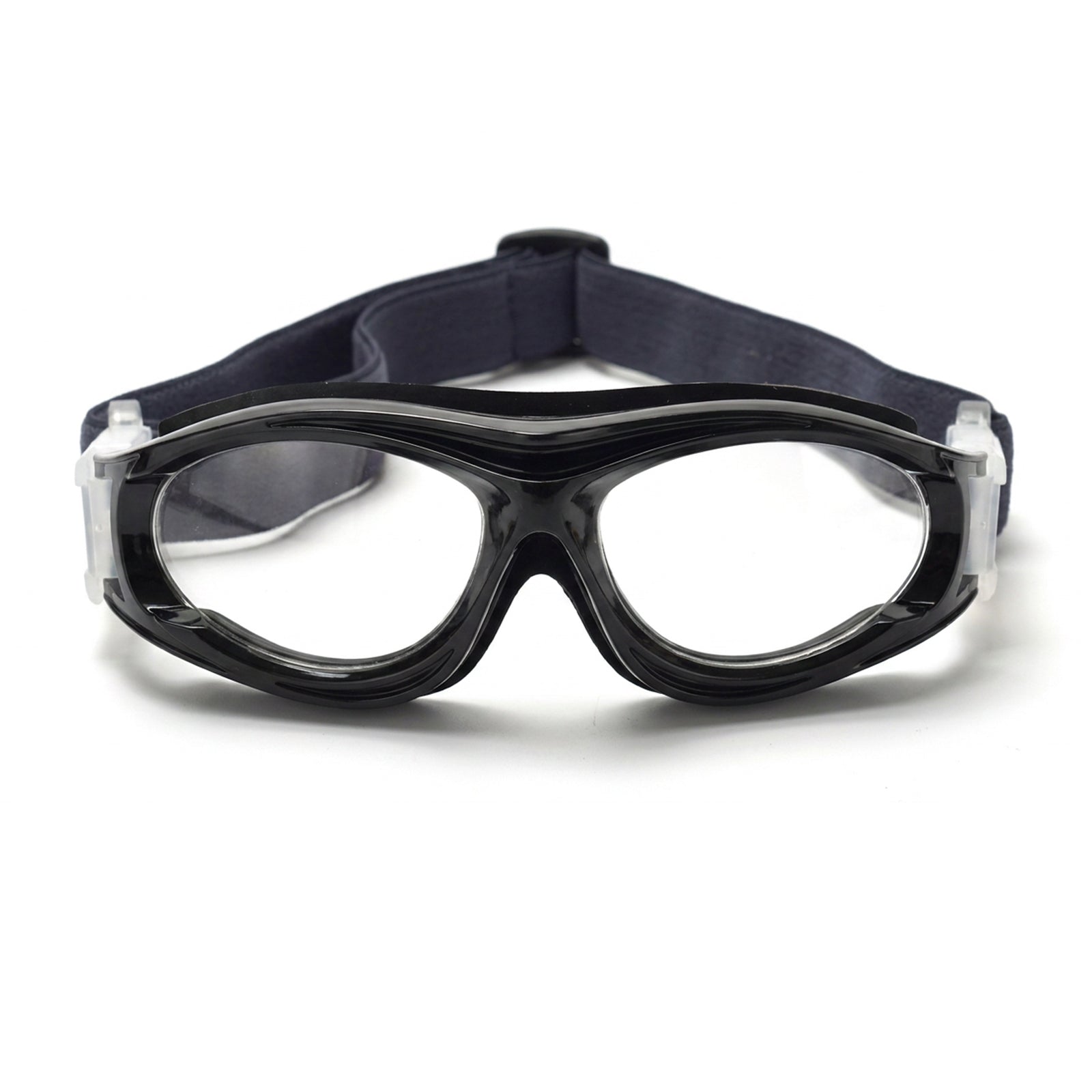 Soren safety goggles with black frame and clear protective lenses