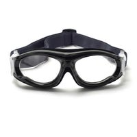 Soren safety goggles with black frame and clear protective lenses