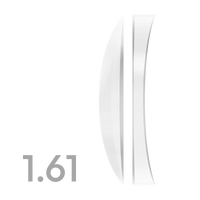 High-index eyeglass lens, clear polished edge view