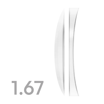 High-index eyeglass lens with clear curved edge