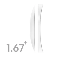 High-index eyeglass lens, clear vertical edge view