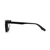 Black-framed 2-in-1 glasses with clear lens and hinged dark clip