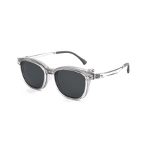 Clear 2-in-1 glasses with dark round lenses and transparent frame