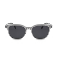 Transparent 2-in-1 glasses with dark-tinted lenses, front view
