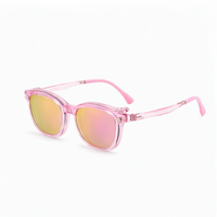 2-in-1 pink translucent eyeglasses with yellow-green tinted lenses