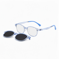 2-in-1 kids eyeglasses set, transparent frame with clear lenses and dark lens pair