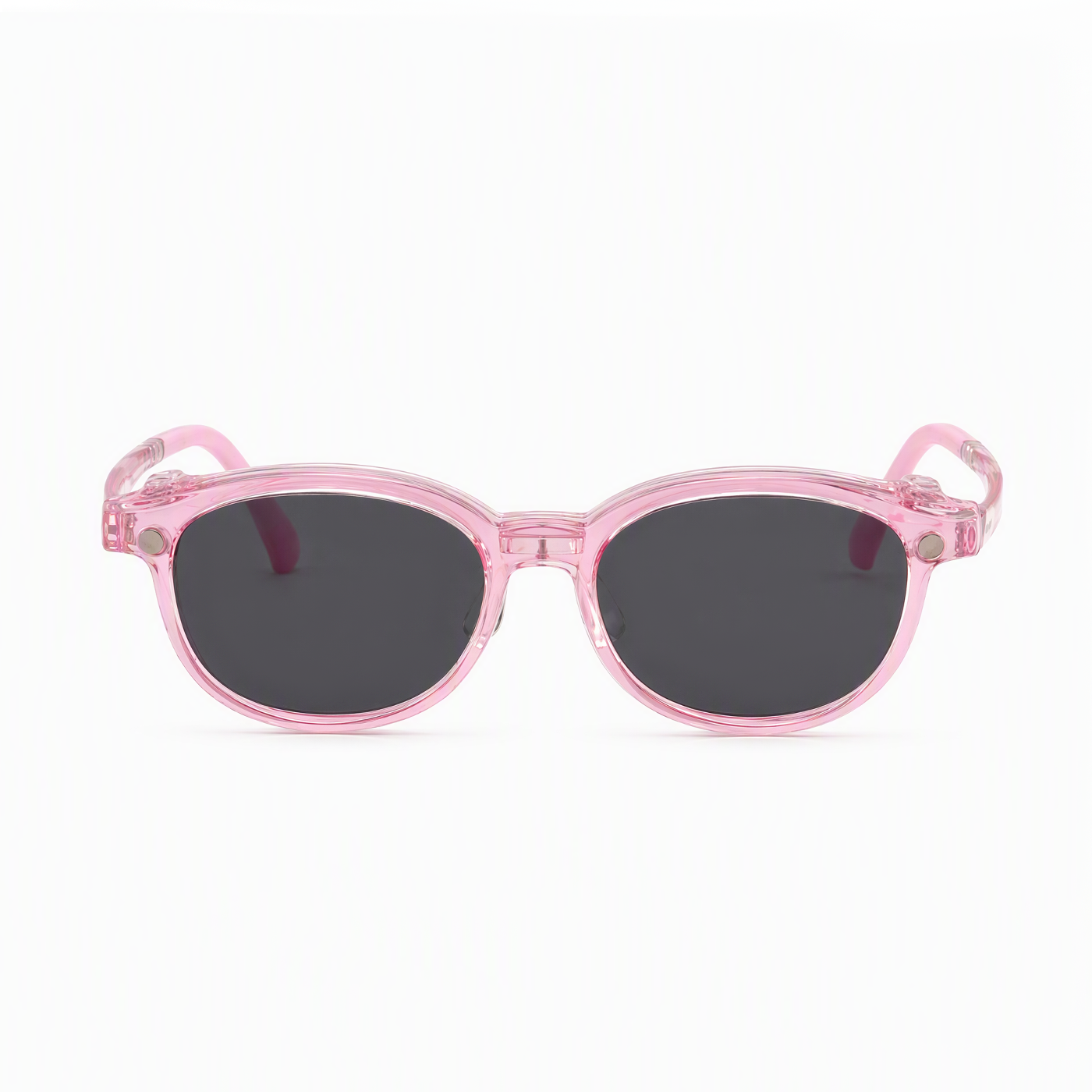 Archie 2-in-1 sunglasses, transparent pink oval frames with dark lenses