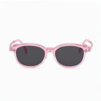 Archie 2-in-1 sunglasses, transparent pink oval frames with dark lenses