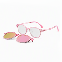 Archie 2-in-1 sunglasses set, transparent pink frame with clear lenses and gold clip lenses