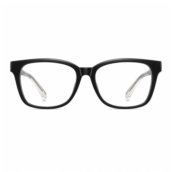 Tilly black rectangular eyeglass frames with full-rim design and clear lenses