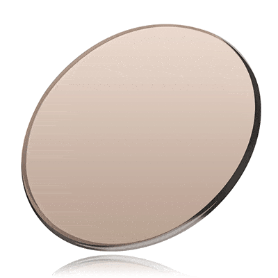 Photochromic anti-blue light eyeglass lens with beige tint and dark rim