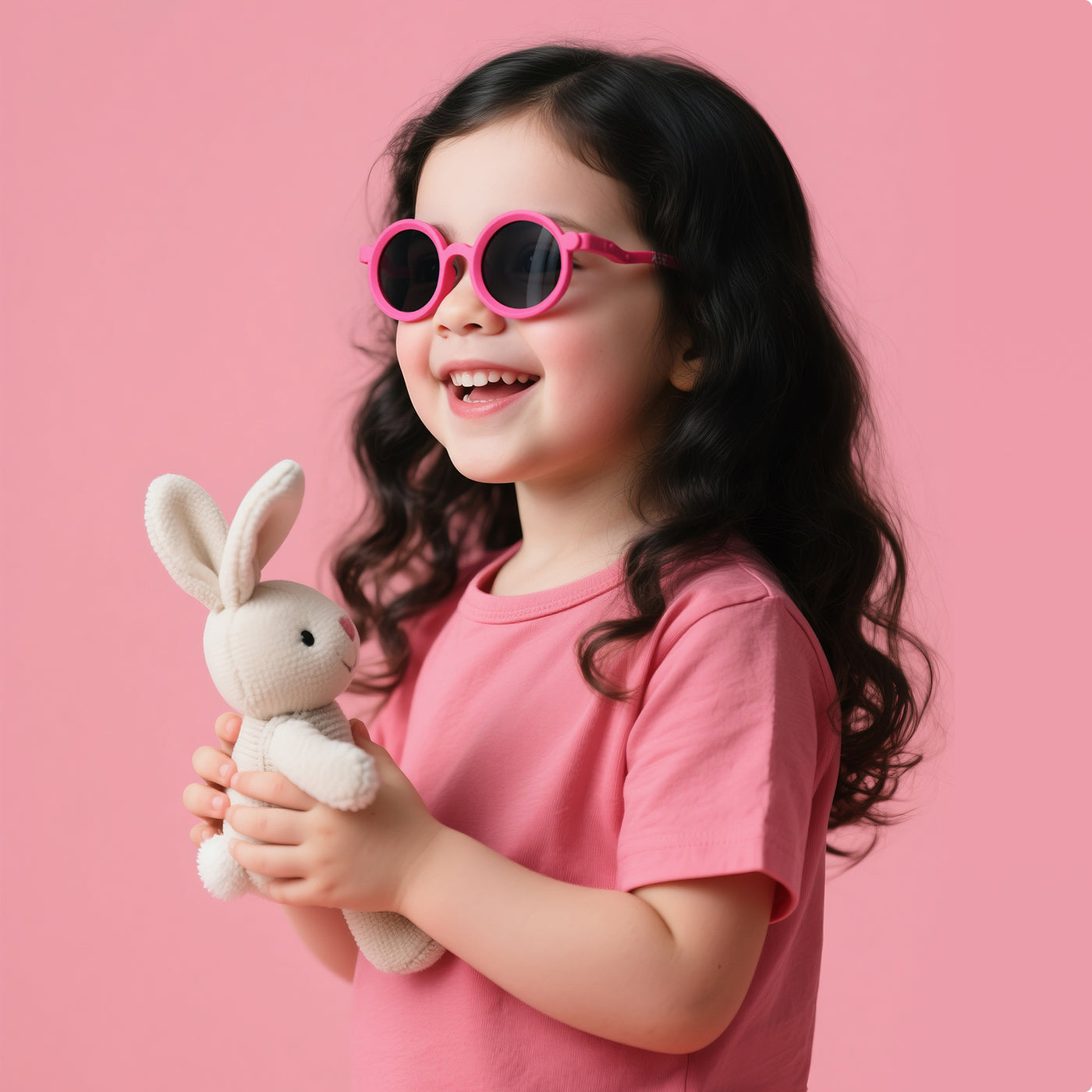 Zest kids sunglasses in Hot Pink, worn by a child