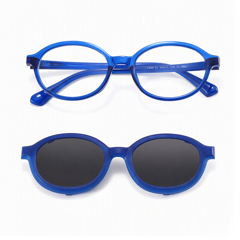 Skipper (2-in-1) Blue kids magnetic clip-on prescription sunglasses