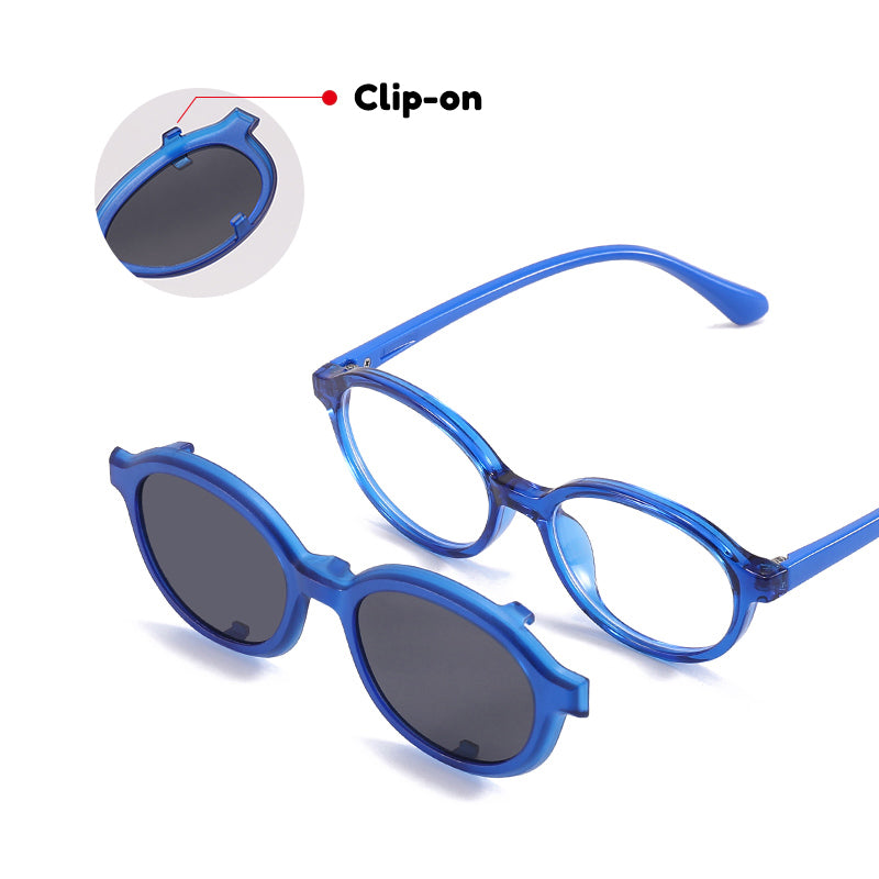 Skipper (2-in-1) Blue kids magnetic clip-on prescription sunglasses