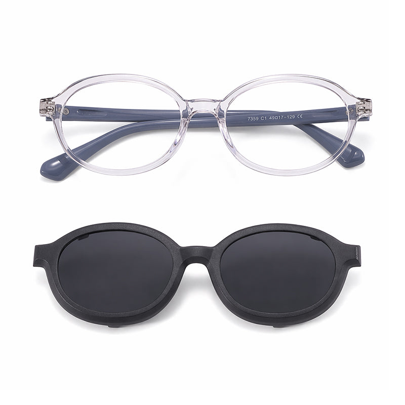 Skipper (2-in-1) Gray kids magnetic clip-on prescription sunglasses