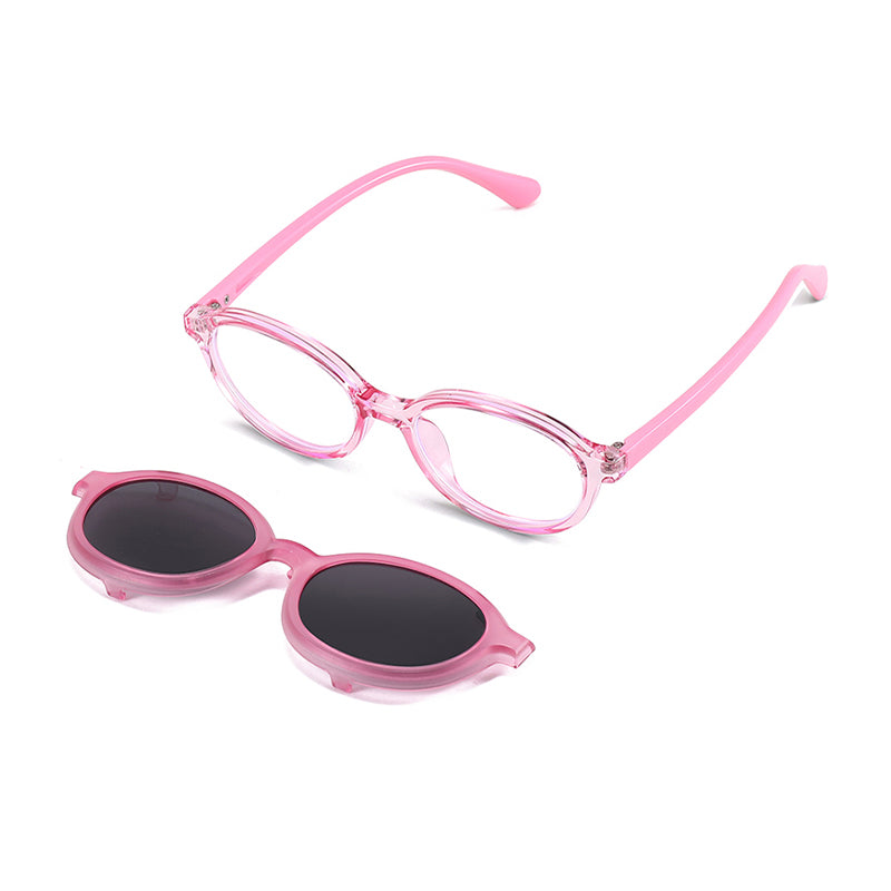Skipper (2-in-1) Pink kids magnetic clip-on prescription sunglasses