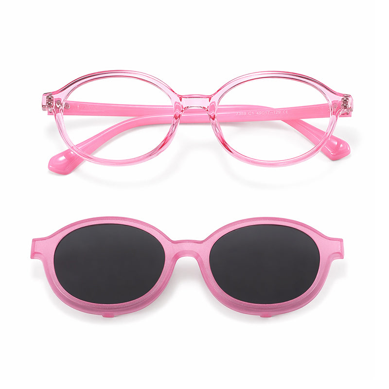 Skipper (2-in-1) Pink kids magnetic clip-on prescription sunglasses