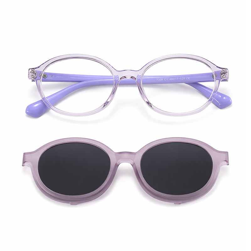 Skipper (2-in-1) Purple kids magnetic clip-on prescription sunglasses