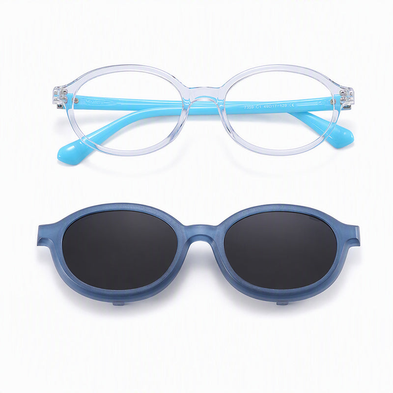 Skipper (2-in-1) White kids magnetic clip-on prescription sunglasses