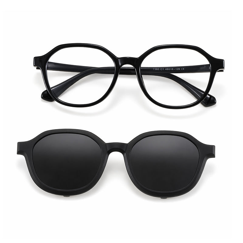 Rocket (2-in-1) Black kids magnetic clip-on prescription sunglasses