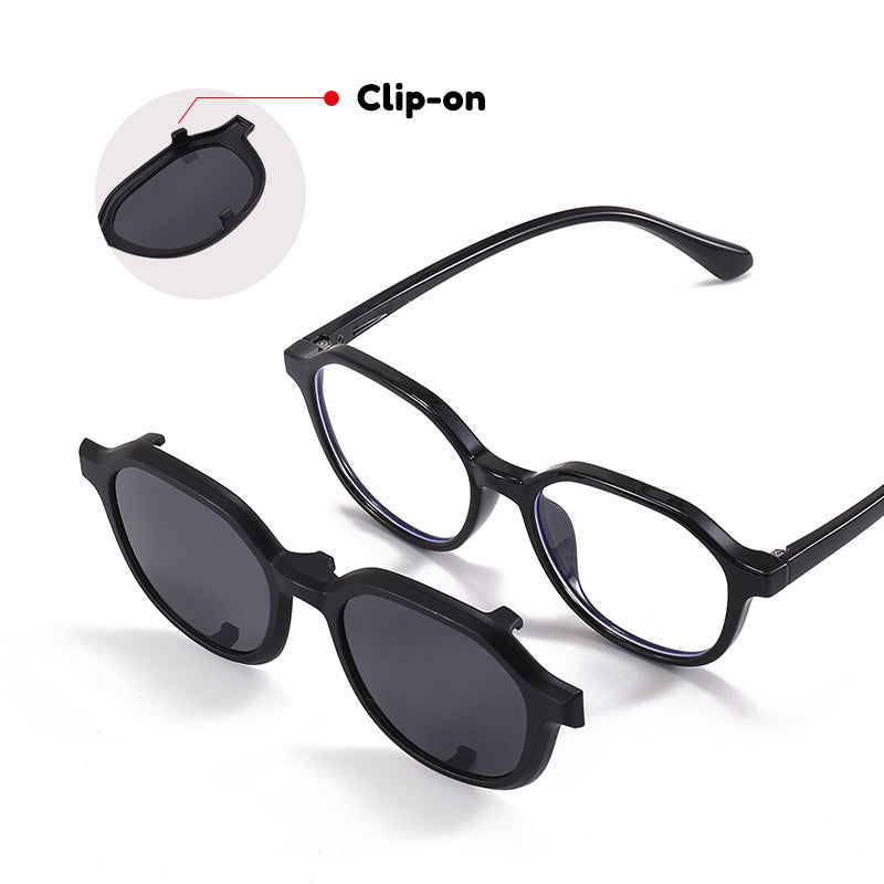 Rocket (2-in-1) Black kids magnetic clip-on prescription sunglasses