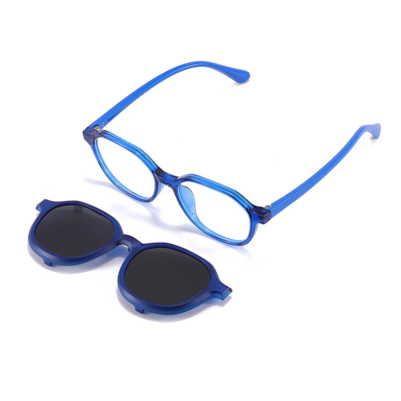 Rocket (2-in-1) Blue kids magnetic clip-on prescription sunglasses