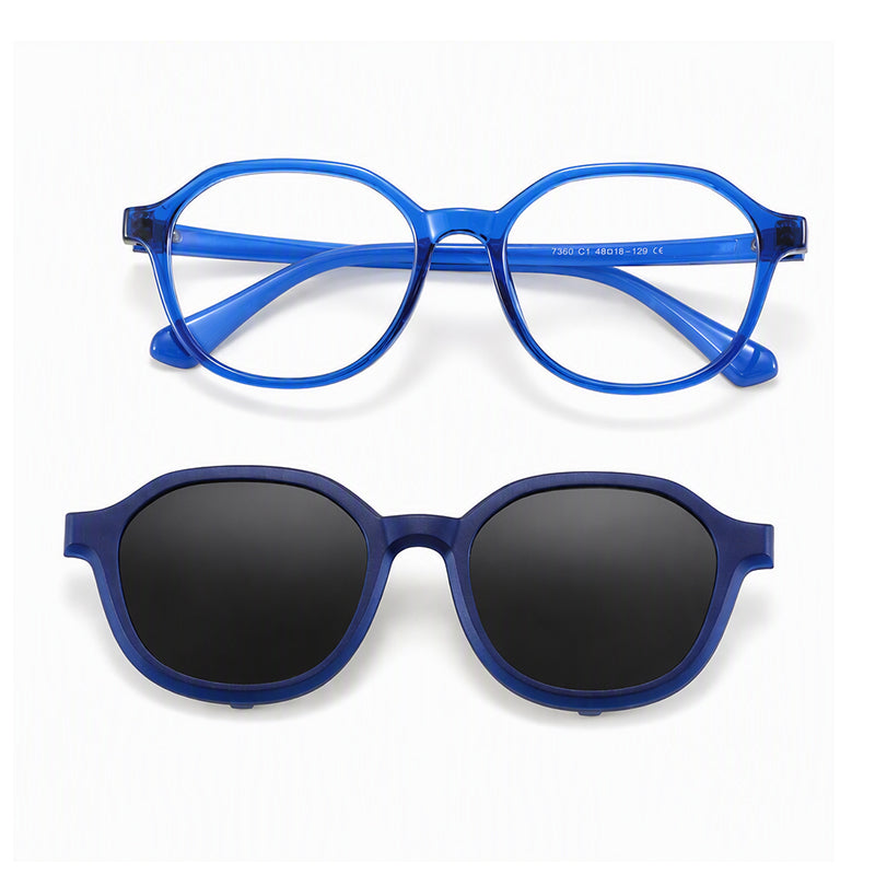 Rocket (2-in-1) Blue kids magnetic clip-on prescription sunglasses