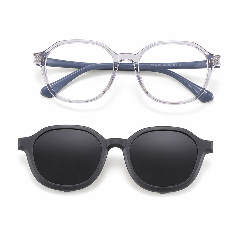 Rocket (2-in-1) Gray kids magnetic clip-on prescription sunglasses