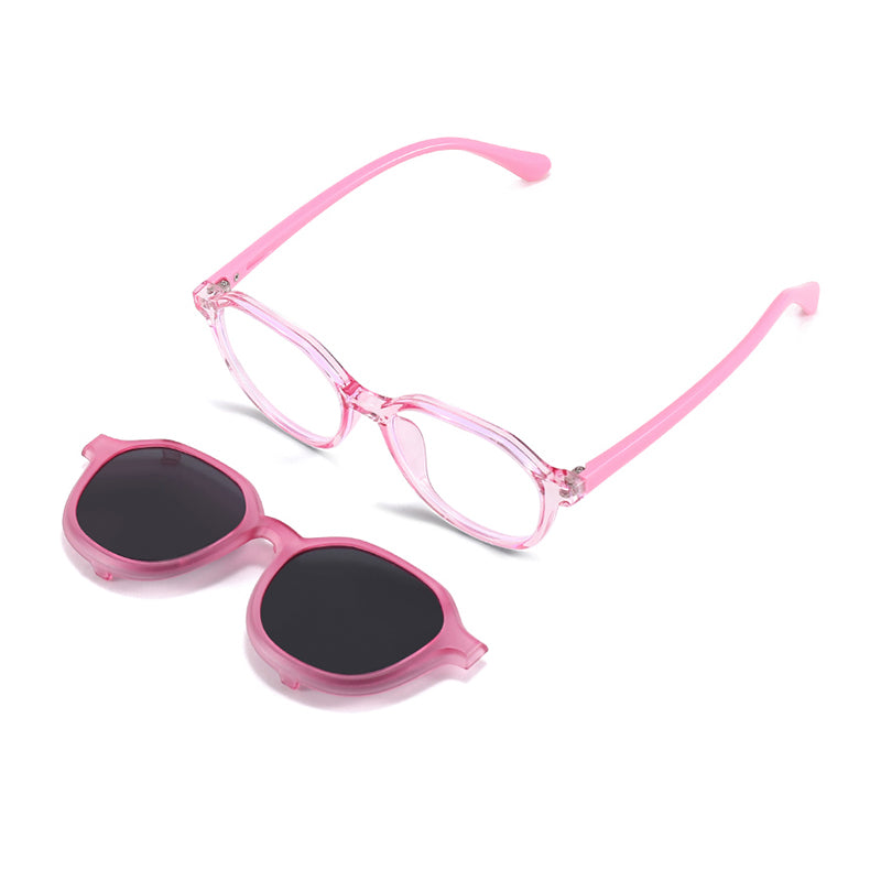 Rocket (2-in-1) Pink kids magnetic clip-on prescription sunglasses