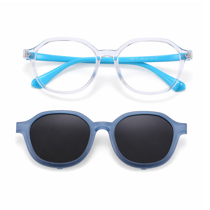 Rocket (2-in-1) White kids magnetic clip-on prescription sunglasses