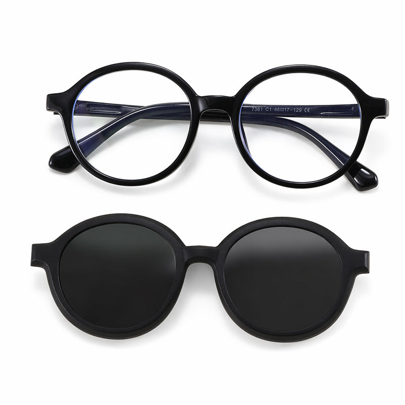 Racer (2-in-1) Black kids magnetic clip-on prescription sunglasses
