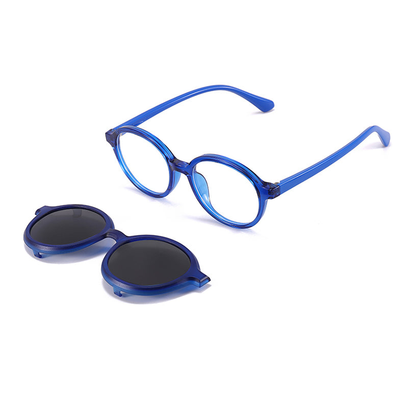 Racer (2-in-1) Blue kids magnetic clip-on prescription sunglasses