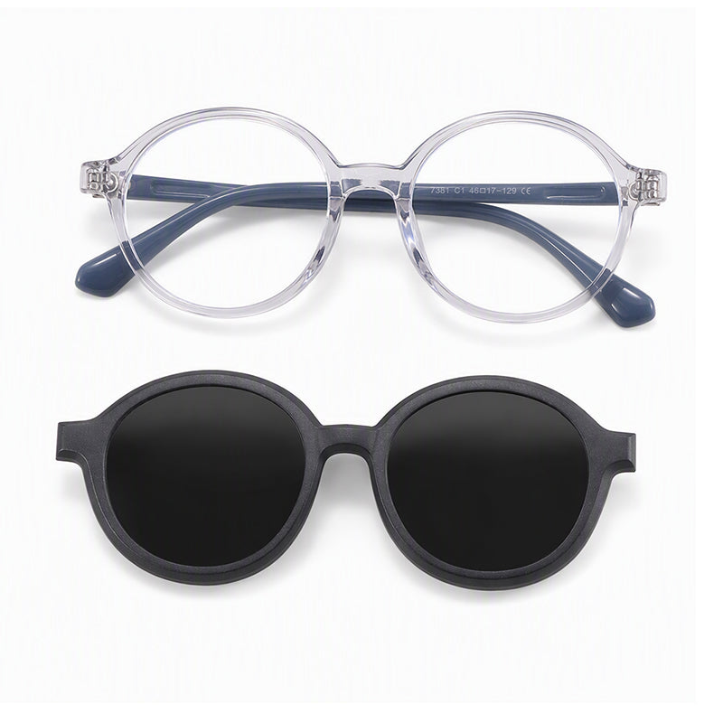 Racer (2-in-1) Gray kids magnetic clip-on prescription sunglasses