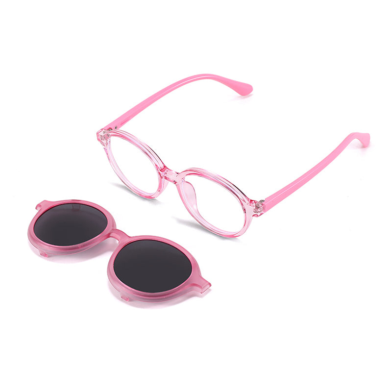 Racer (2-in-1) Pink kids magnetic clip-on prescription sunglasses