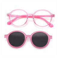 Racer (2-in-1) Pink kids magnetic clip-on prescription sunglasses