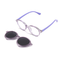 Racer (2-in-1) Purple kids magnetic clip-on prescription sunglasses