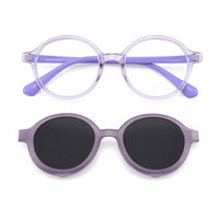 Racer (2-in-1) Purple kids magnetic clip-on prescription sunglasses