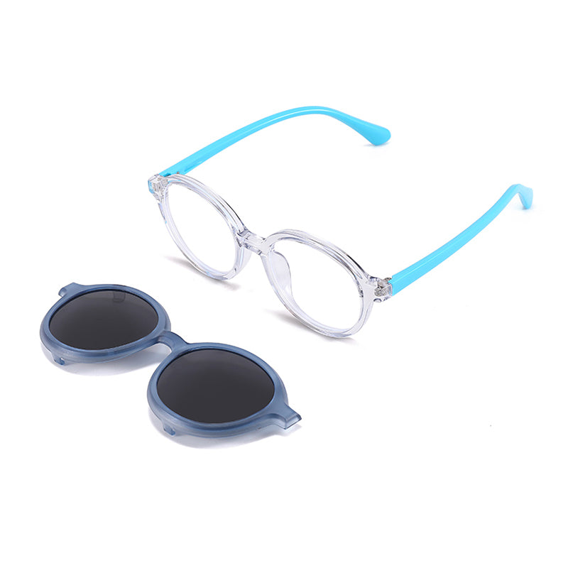 Racer (2-in-1) White kids magnetic clip-on prescription sunglasses