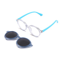 Racer (2-in-1) White kids magnetic clip-on prescription sunglasses