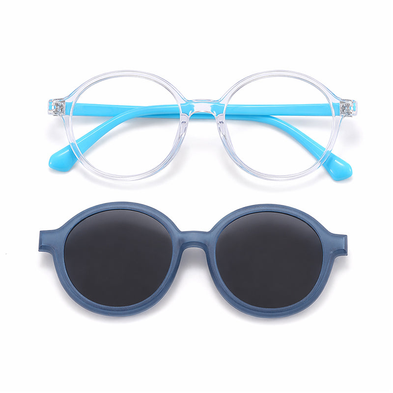 Racer (2-in-1) White kids magnetic clip-on prescription sunglasses