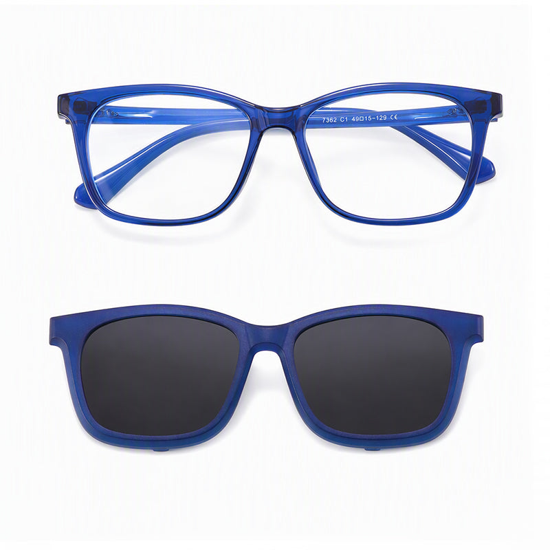 Tempo (2-in-1) Blue kids magnetic clip-on prescription sunglasses