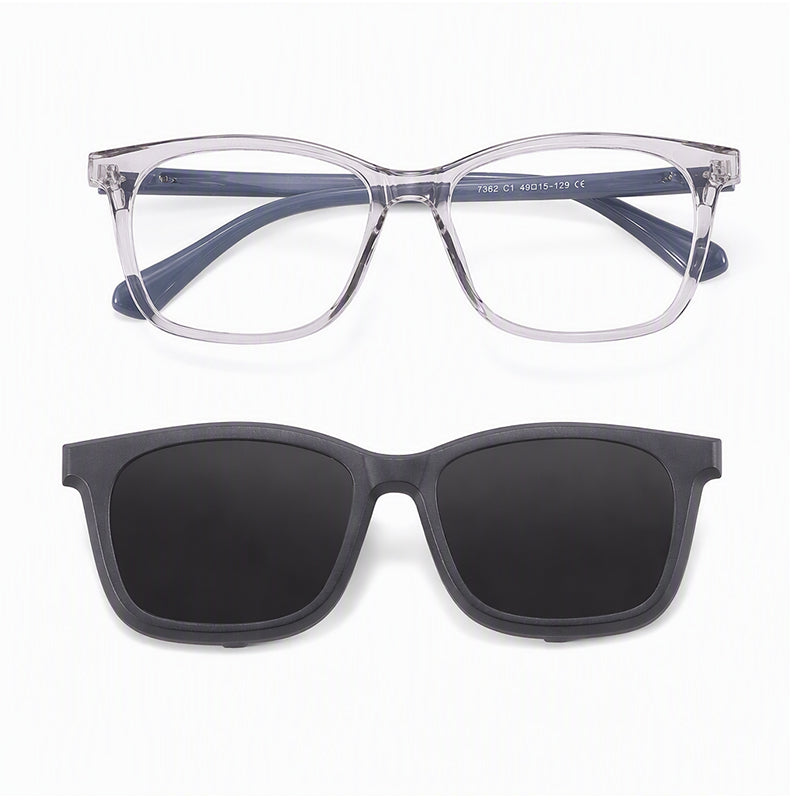 Tempo (2-in-1) Gray kids magnetic clip-on prescription sunglasses