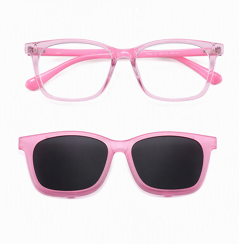 Tempo (2-in-1) Pink kids magnetic clip-on prescription sunglasses
