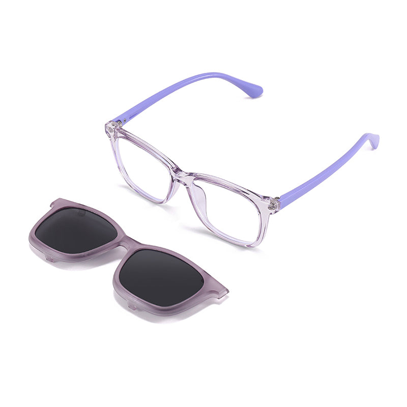 Tempo (2-in-1) Purple kids magnetic clip-on prescription sunglasses