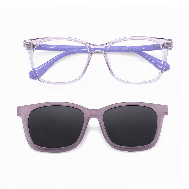 Tempo (2-in-1) Purple kids magnetic clip-on prescription sunglasses