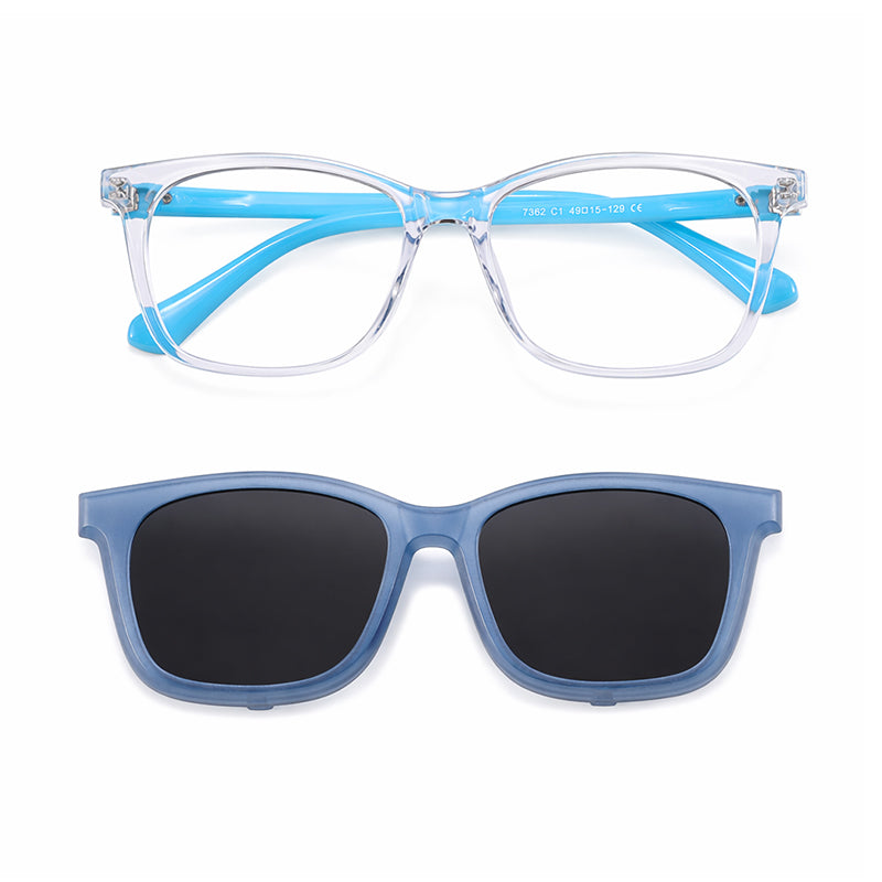 Tempo (2-in-1) White kids magnetic clip-on prescription sunglasses
