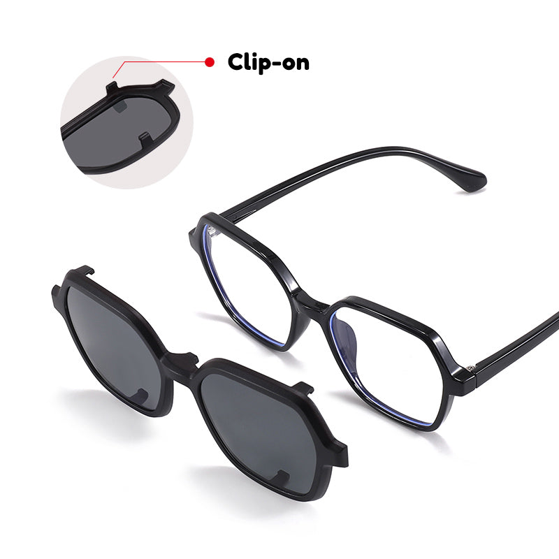 Bolt (2-in-1) Black kids magnetic clip-on prescription sunglasses