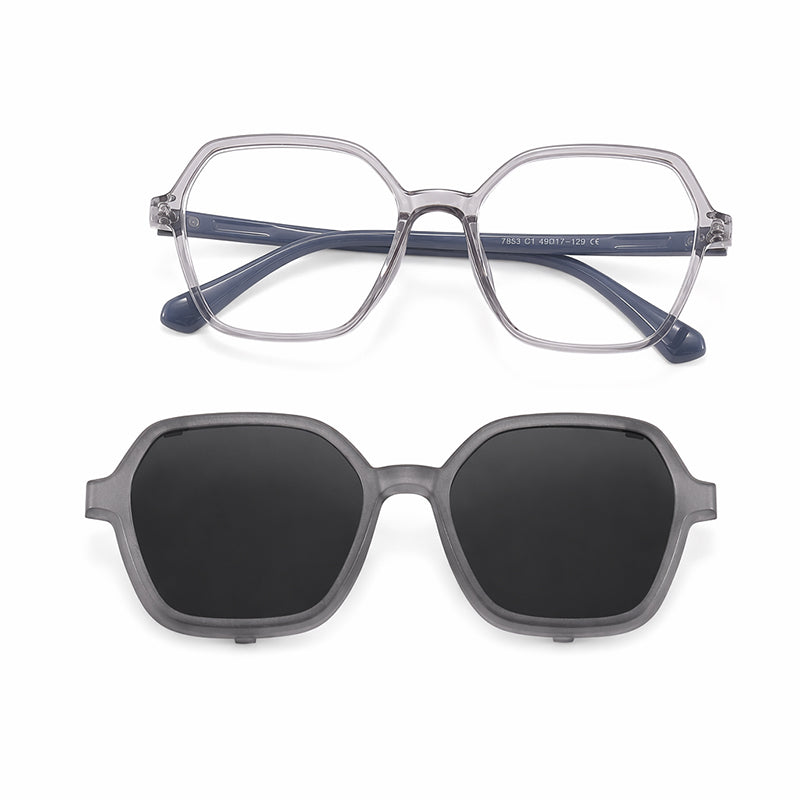 Bolt (2-in-1) Gray kids magnetic clip-on prescription sunglasses